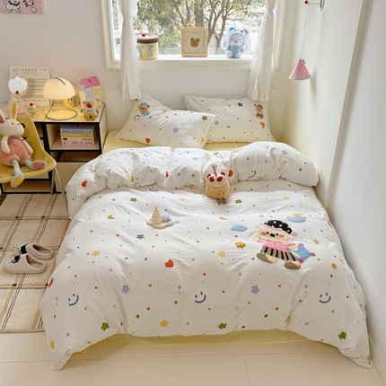 91家纺网 家纺一手货源 找家纺 （总）澳萝拉2025春夏新款全棉纯棉双层纱毛巾绣四件套