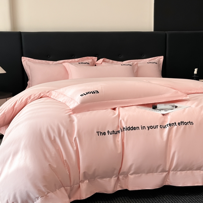 91家纺网 家纺一手货源 找家纺 新方向2025新款全棉长绒棉刺绣四件套-前程似锦 前程似锦-粉玉