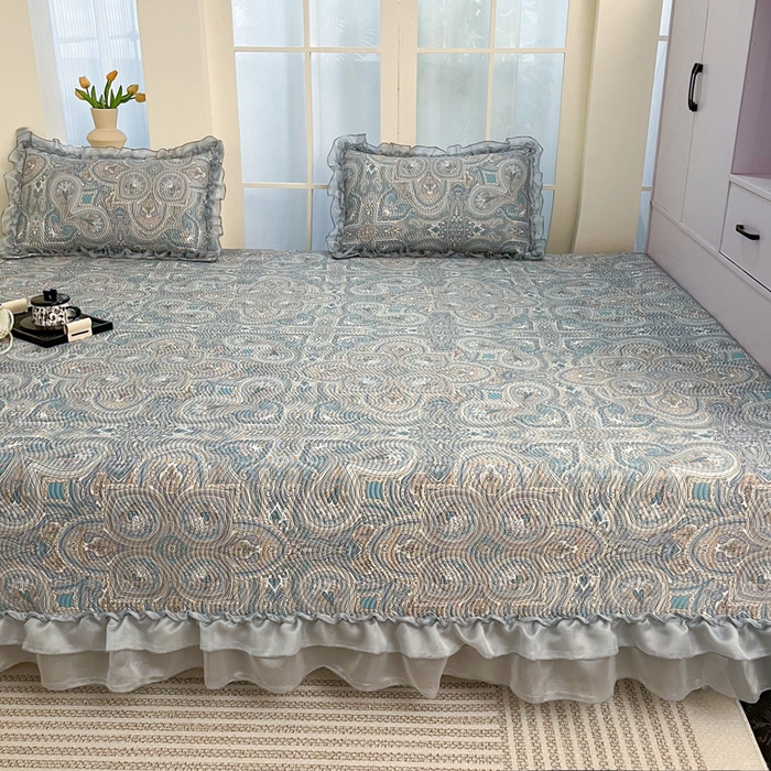 91家纺网 家纺一手货源 找家纺 手艺人家纺 2025新款精美蕾丝花边款夹棉绗缝炕盖榻榻米炕垫防滑炕垫炕盖榻榻米炕垫榻榻米垫床盖榻榻米炕盖炕垫KH01-KH27 KH10