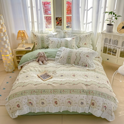 91家纺网 家纺一手货源 找家纺 （总）2025沐辰家居-新款全棉13070全棉花边款套件