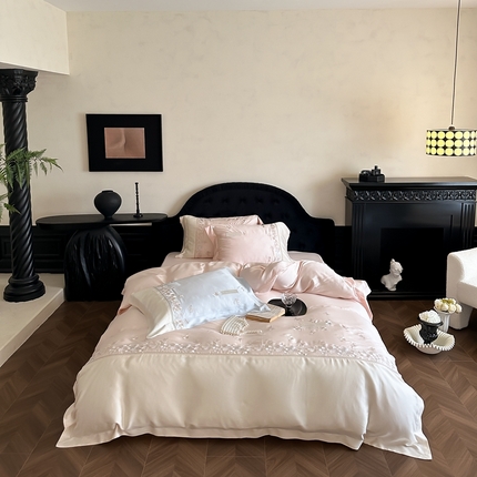 91家纺网 家纺一手货源 找家纺 初拾 -100s澳棉绣花-邂逅 少女粉