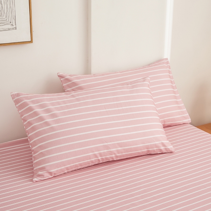 91家纺网 家纺一手货源 找家纺 慕梵家居 全棉老粗布床单系列 全棉老粗布-宽条粉