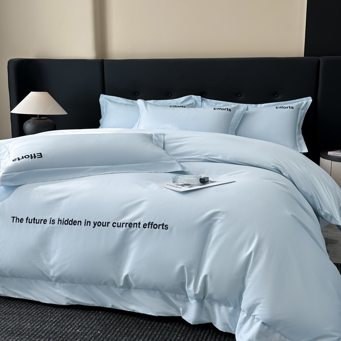 91家纺网 家纺一手货源 找家纺 新方向2025新款全棉长绒棉刺绣四件套-前程似锦 前程似锦-蓝