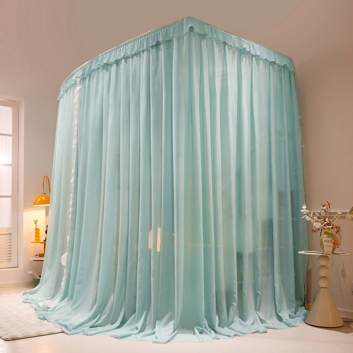 91家纺网 家纺一手货源 找家纺 夏彩 2025新款雪纺子母一体式伸缩蚊帐-88623 88623-浅水蓝