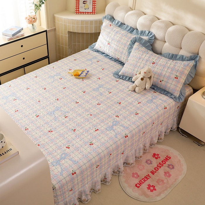 91家纺网 家纺一手货源 找家纺 美达家纺2025新款全棉夹棉榻榻米 樱桃乐园