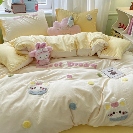 91家纺网 家纺一手货源 找家纺 （总）雨帆家纺 2025新款水洗棉毛巾绣四件套