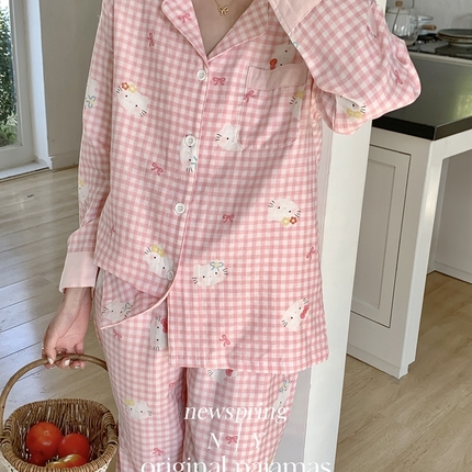 91家纺网 家纺一手货源 找家纺 纽约生活 2025新款有氧双层纱 粉格kitty