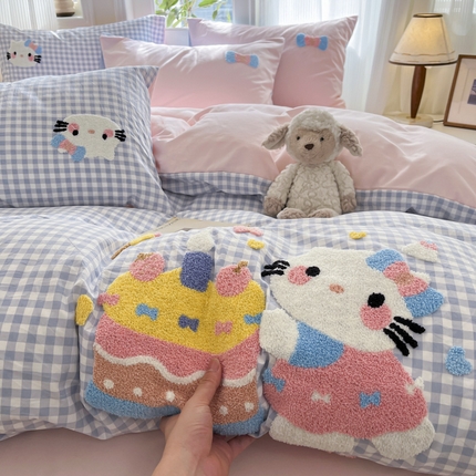 91家纺网 家纺一手货源 找家纺 （总）宇航家纺  2025新款云朵棉卡通毛巾绣四件套