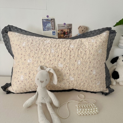 91家纺网 家纺一手货源 找家纺 （总）百寐 2025新款全棉韩版花边夹棉枕套50×80/48×74/40×60三层吸汗保护枕芯单人枕芯保护套