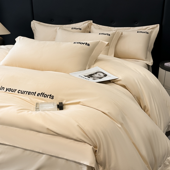 91家纺网 家纺一手货源 找家纺 新方向2025新款全棉长绒棉刺绣四件套-前程似锦 前程似锦-香槟