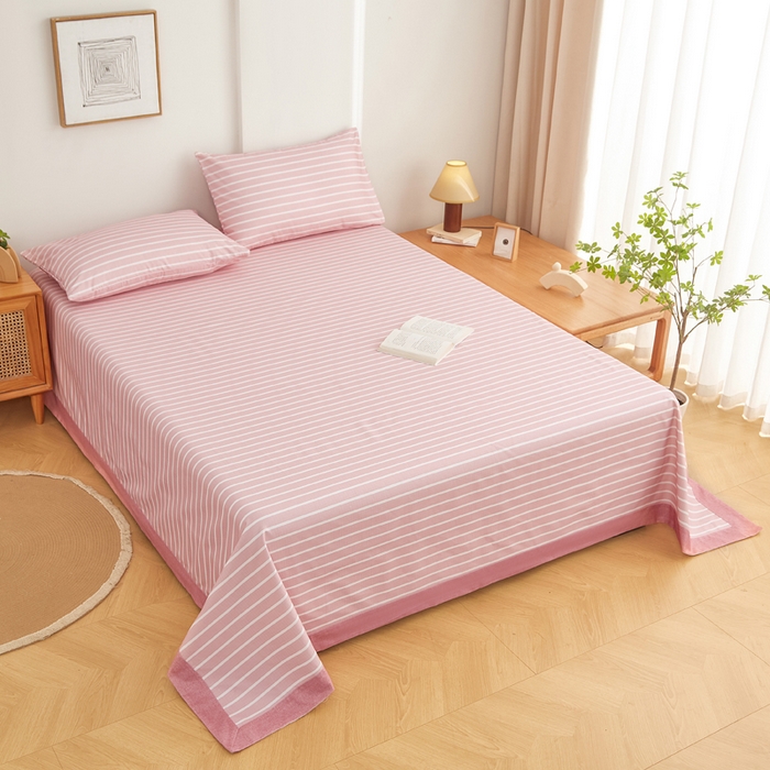 91家纺网 家纺一手货源 找家纺 慕梵家居 全棉老粗布床单系列 全棉老粗布-宽条粉