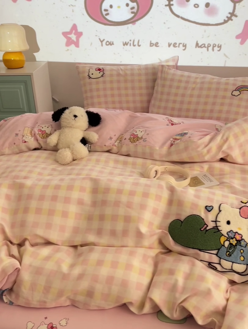 91家纺网 家纺一手货源 找家纺 （总）新款13370纯棉毛巾绣呆萌系列四件套