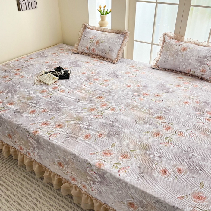 91家纺网 家纺一手货源 找家纺 手艺人家纺 2025新款精美蕾丝花边款夹棉绗缝炕盖榻榻米炕垫防滑炕垫炕盖榻榻米炕垫榻榻米垫床盖榻榻米炕盖炕垫KH01-KH27 KH05