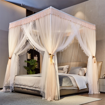 夏彩 2025新款雪纺双层加柔加密外撑式25烤漆加粗宫廷蚊帐支架-88611 88611杏色