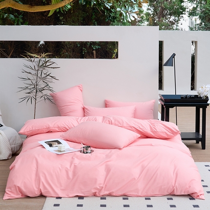 91家纺网 家纺一手货源 找家纺 期遇2025新款全棉13374纯色四件套 粉玉