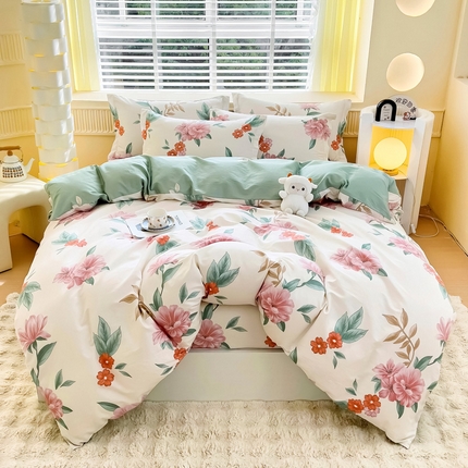 91家纺网 家纺一手货源 找家纺 （总1）安逸家纺 12868 新款全棉床笠四件套床罩学生纯棉床笠款三件套