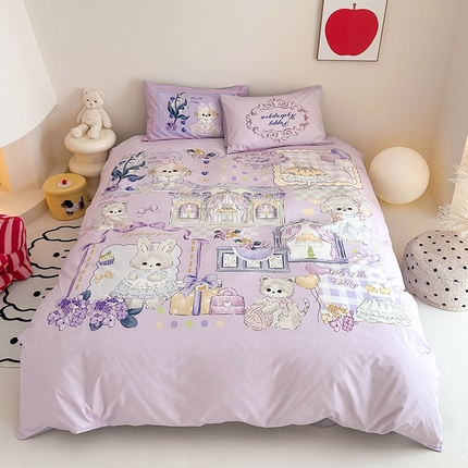 典曼家纺 2025新款 AB版活性印花四件套 温馨小屋