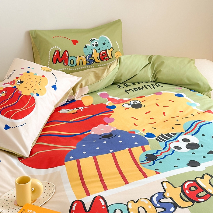 91家纺网 家纺一手货源 找家纺 典曼家纺 2025新款 AB版活性印花四件套 欢乐家族