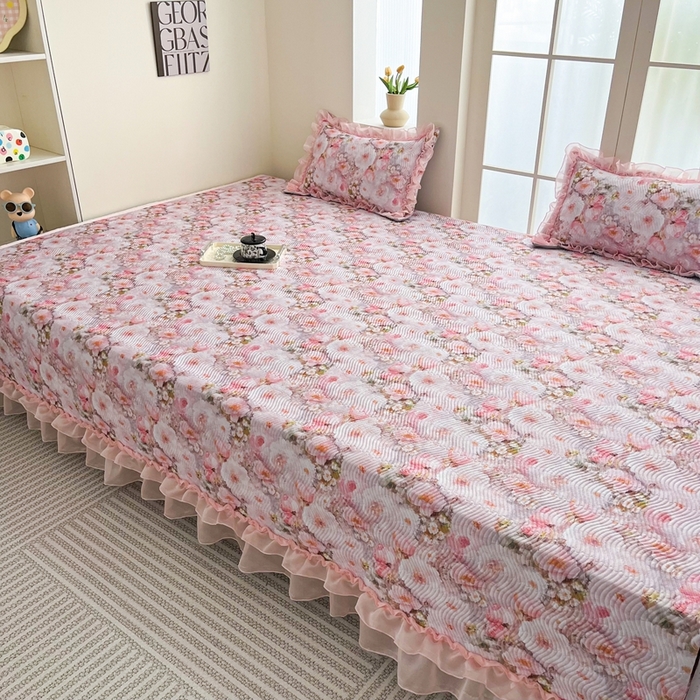 91家纺网 家纺一手货源 找家纺 手艺人家纺 2025新款精美蕾丝花边款夹棉绗缝炕盖榻榻米炕垫防滑炕垫炕盖榻榻米炕垫榻榻米垫床盖榻榻米炕盖炕垫KH01-KH27 KH01