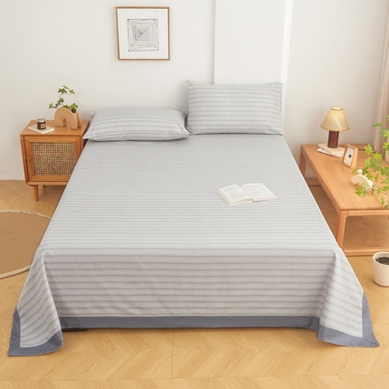 91家纺网 家纺一手货源 找家纺 慕梵家居 全棉老粗布床单系列 全棉老粗布-密条灰