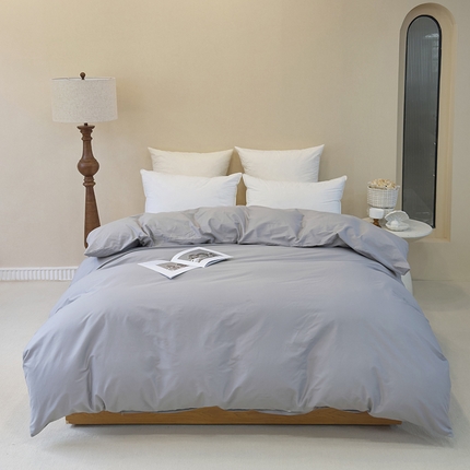 91家纺网 家纺一手货源 找家纺 期遇2025新款13374纯色全棉被套 幻影灰