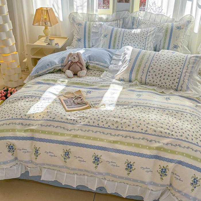 91家纺网 家纺一手货源 找家纺 2025沐辰家居-新款全棉13070全棉花边款套件 花边款-兰亭序