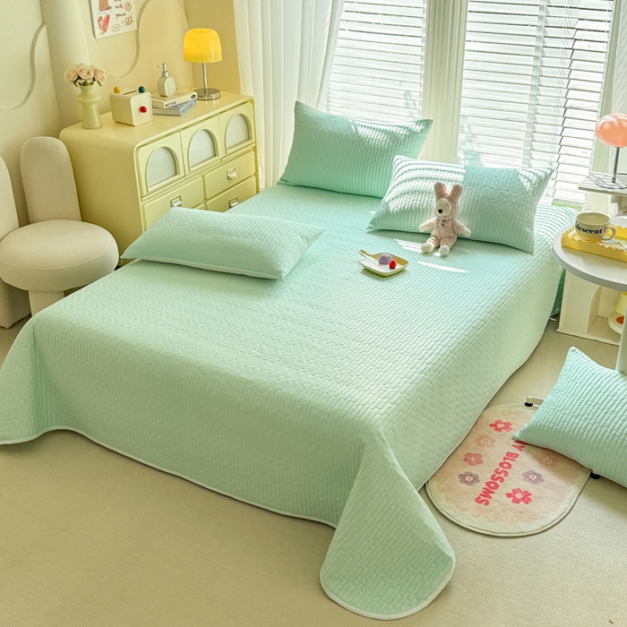 91家纺网 家纺一手货源 找家纺 花香四季2025全棉夹棉多功能床垫-床盖系列 嫩绿