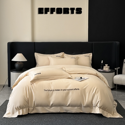 新方向2025新款全棉长绒棉刺绣四件套-前程似锦 前程似锦-香槟