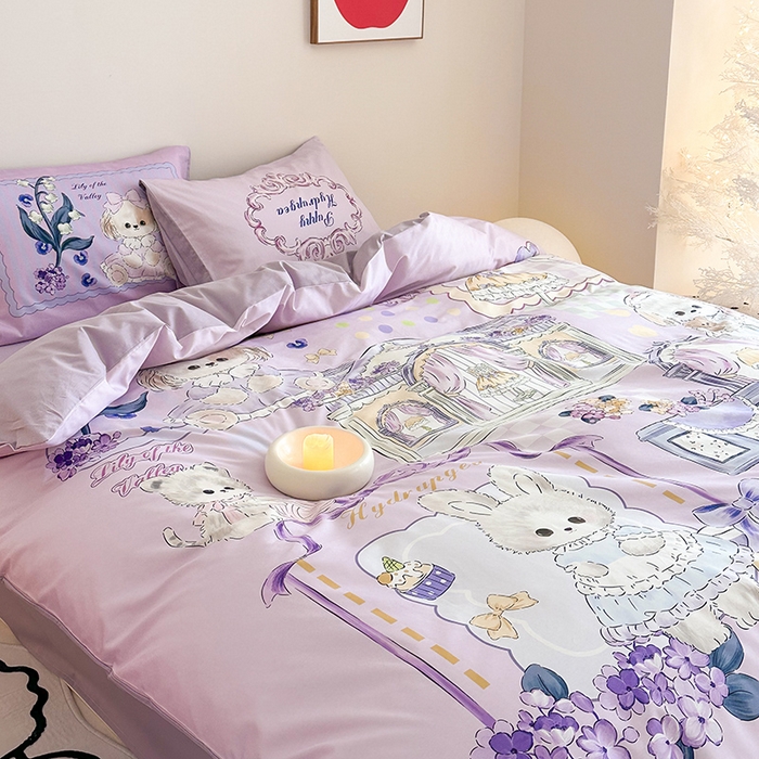 91家纺网 家纺一手货源 找家纺 典曼家纺 2025新款 AB版活性印花四件套 温馨小屋