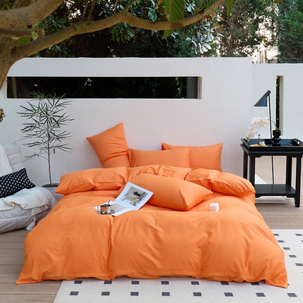 期遇2025新款全棉13374纯色四件套 橘黄