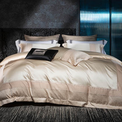 91家纺网 家纺一手货源 找家纺 （总）诗黛尔2025春夏新款缎长绒棉提花晶钻系列四件套--璀璨星河系列