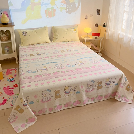 91家纺网 家纺一手货源 找家纺 （总）新款13370纯棉毛巾绣呆萌系列四件套