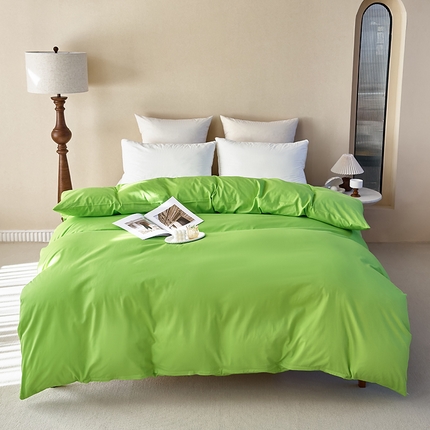 91家纺网 家纺一手货源 找家纺 期遇2025新款13374纯色全棉被套 嫩绿