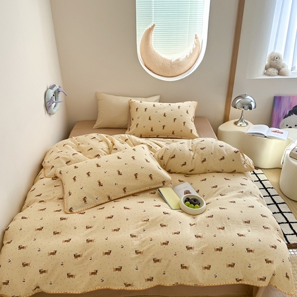 觅糖 2025新款全棉双层纱三角针萌趣卡通系列 蛋糕小狗