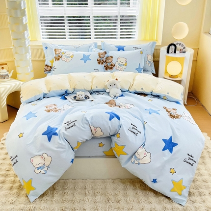 91家纺网 家纺一手货源 找家纺 （总1）安逸家纺 12868 新款全棉床笠四件套床罩学生纯棉床笠款三件套