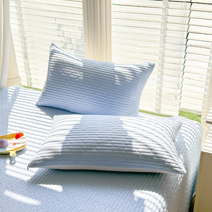 91家纺网 家纺一手货源 找家纺 花香四季2025全棉夹棉多功能床垫-床盖系列 海盐蓝