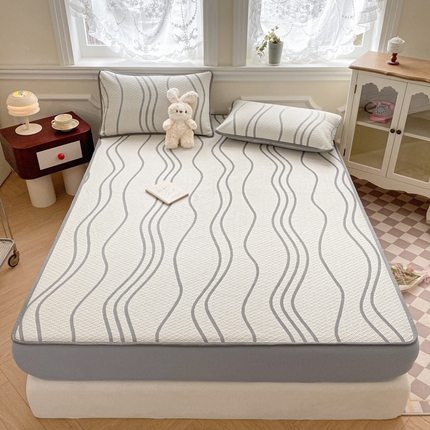 迪梦思家纺  2025新款针织棉提花防水床笠 云水纹-星灰