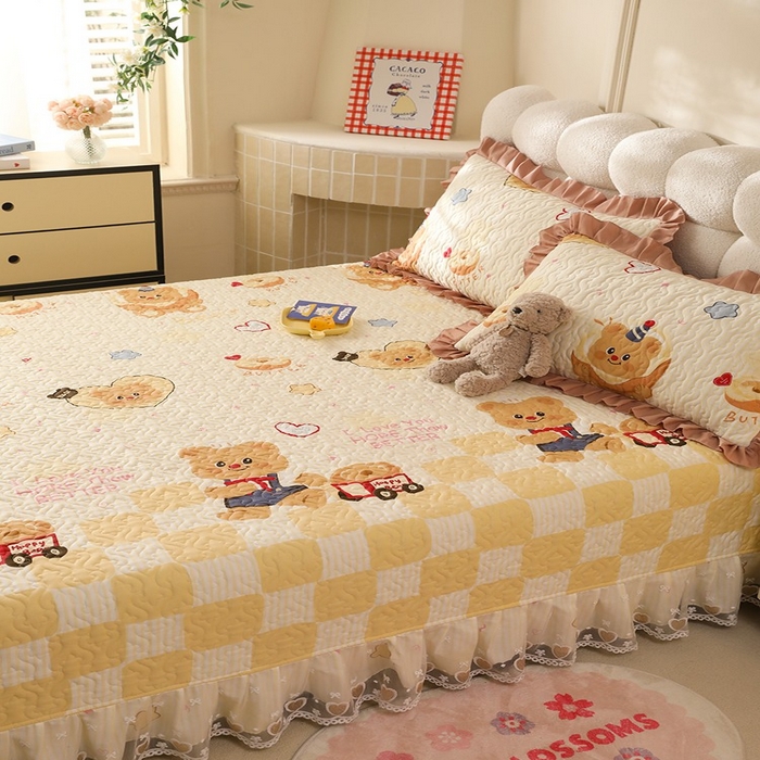 91家纺网 家纺一手货源 找家纺 美达家纺2025新款全棉夹棉榻榻米 黄油小熊