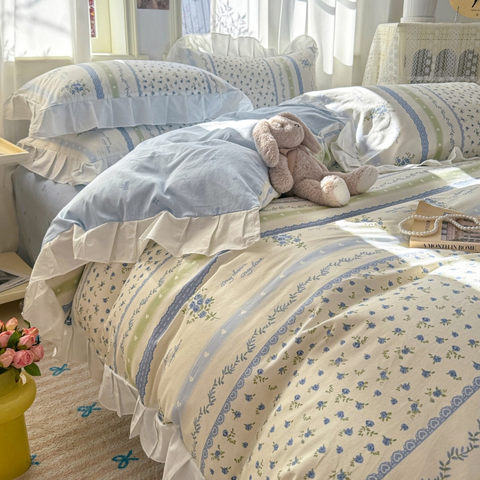 91家纺网 家纺一手货源 找家纺 2025沐辰家居-新款全棉13070全棉花边款套件 花边款-兰亭序