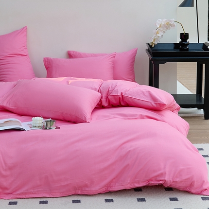 期遇2025新款全棉13374纯色四件套 海棠红