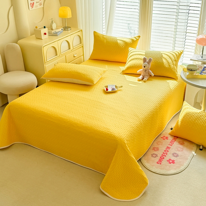 91家纺网 家纺一手货源 找家纺 花香四季2025全棉夹棉多功能床垫-床盖系列 奶黄