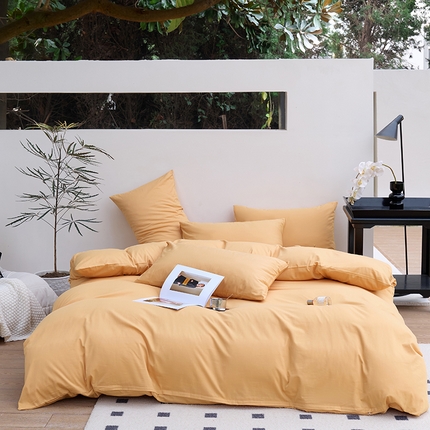 91家纺网 家纺一手货源 找家纺 期遇2025新款全棉13374纯色四件套 卡其