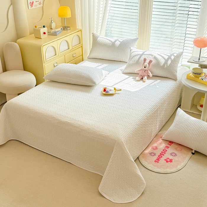 91家纺网 家纺一手货源 找家纺 花香四季2025全棉夹棉多功能床垫-床盖系列 奶白