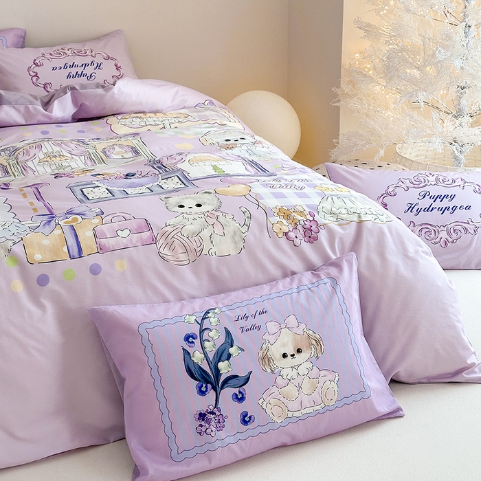 91家纺网 家纺一手货源 找家纺 典曼家纺 2025新款 AB版活性印花四件套 温馨小屋