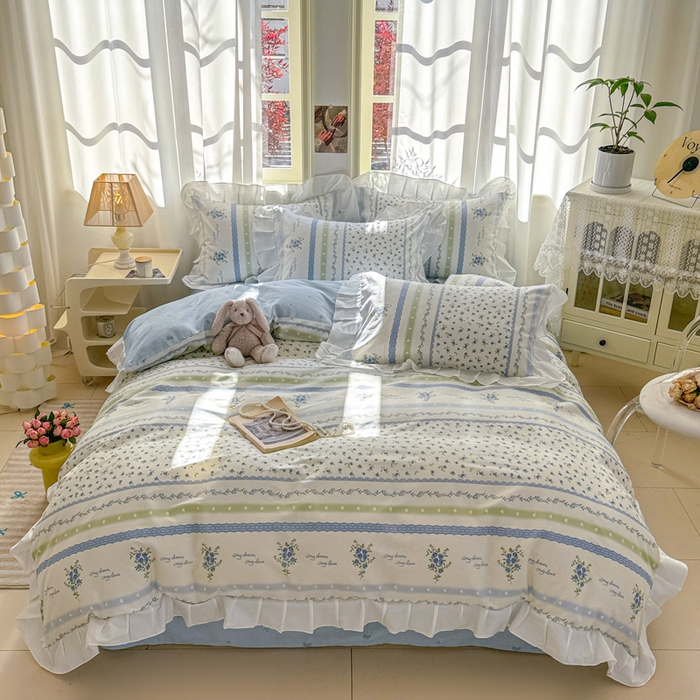 91家纺网 家纺一手货源 找家纺 2025沐辰家居-新款全棉13070全棉花边款套件 花边款-兰亭序