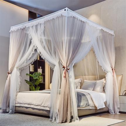 夏彩 2025新款雪纺双层加柔加密外撑式25烤漆加粗宫廷蚊帐支架-88611 88611卡其