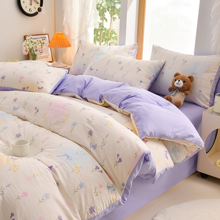 迪拜家纺 2025新款加厚水洗棉四件套-蝶恋花