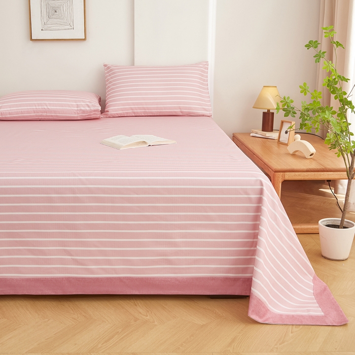 91家纺网 家纺一手货源 找家纺 慕梵家居 全棉老粗布床单系列 全棉老粗布-宽条粉