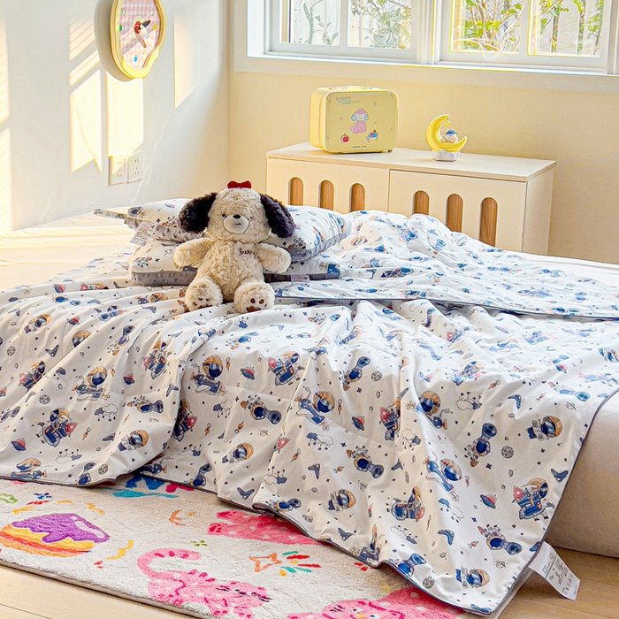 91家纺网 家纺一手货源 找家纺 十九色 2025新款全棉13372ins儿童夏被 星际旅行