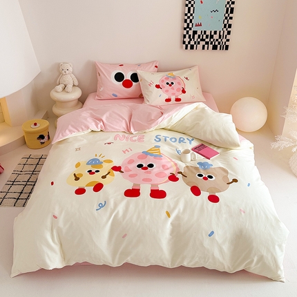 典曼家纺 2025新款 AB版活性印花四件套 甜甜圈